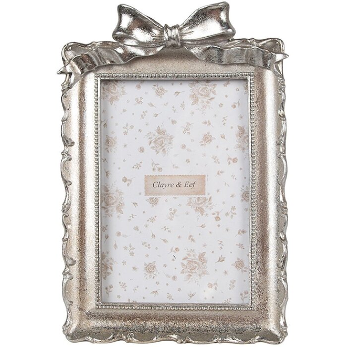 Clayre & Eef 2F1178 Fotorahmen Silberfarbig 14x3x21 cm 10x15 cm Romantisch