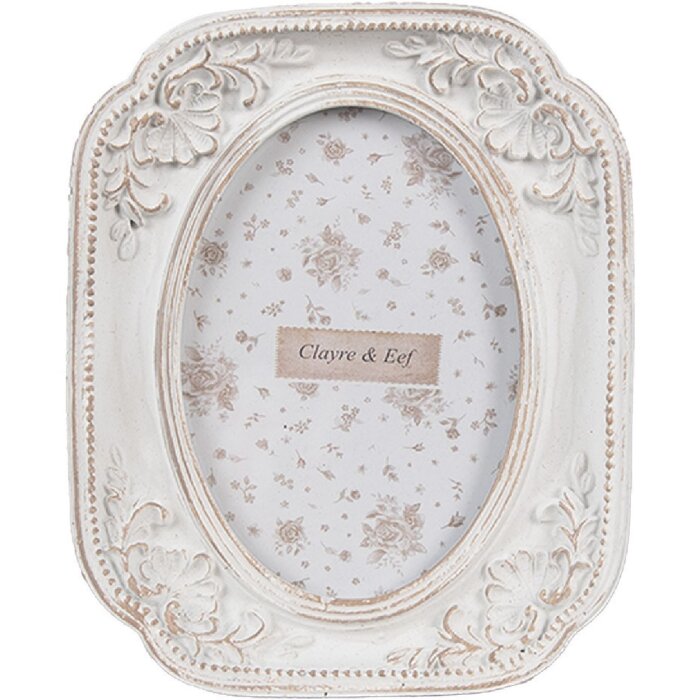 Clayre & Eef 2F1187 Fotorahmen Weiß 10x2x12 cm 6x9 cm Shabby Chic