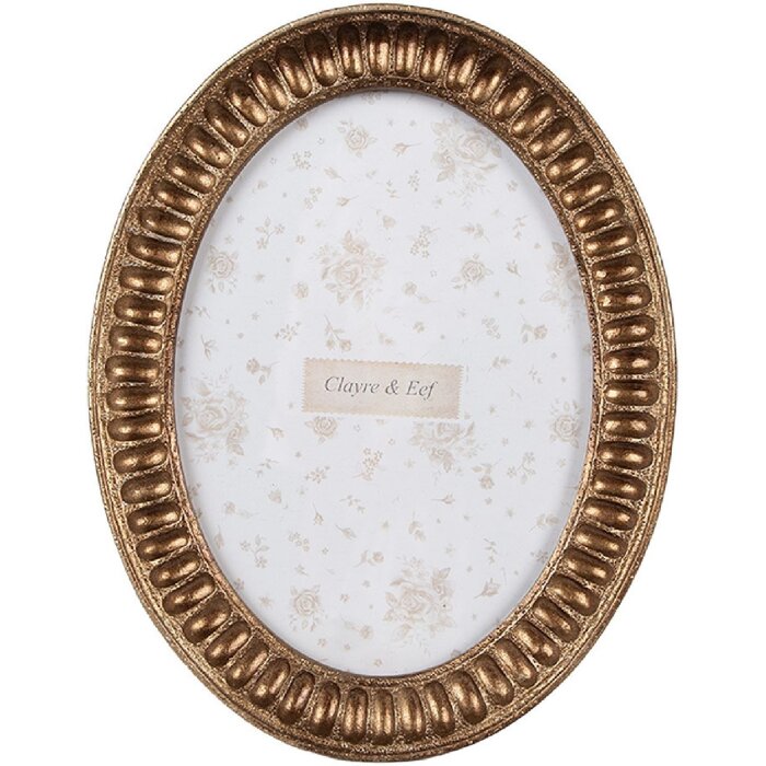 Clayre & Eef 2F1192 Bilderrahmen Gold 14x2x19 cm Oval Retro Vintage