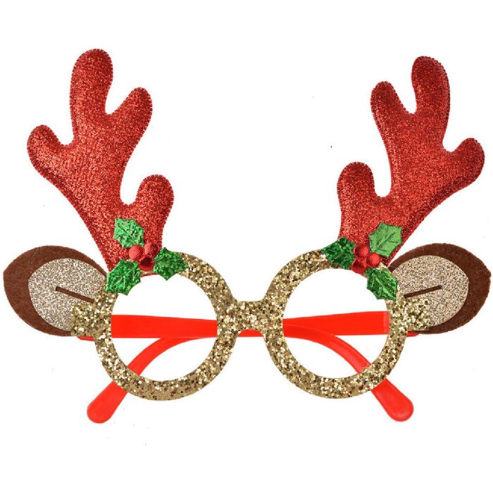 Clayre & Eef 65676 Brille mit Geweih Rot Gold 19x3x15 cm Weihnachten