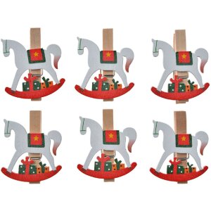 Clayre & Eef 65637 Klammer mit Schaukelpferd Set 6...
