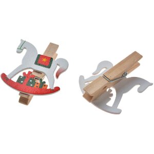 Clayre & Eef 65637 Klammer mit Schaukelpferd Set 6...