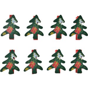 Clayre & Eef 65640 Klammer mit Weihnachtsbaum Set 8...