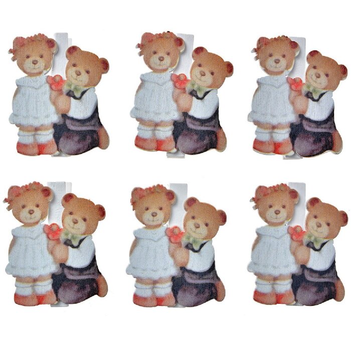 Clayre & Eef 65641 Klammer mit Bären Set 6 4x1x5 cm