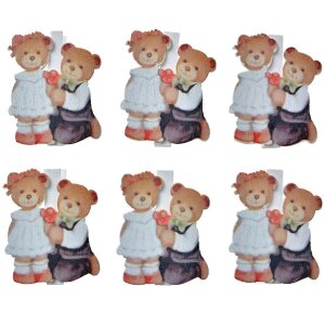 Clayre & Eef 65641 Klammer mit Bären Set 6 4x1x5 cm