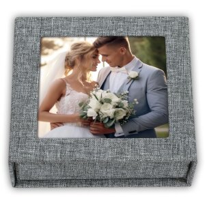 ZEP USB Box Modena серая льняная коробка для фотографий...