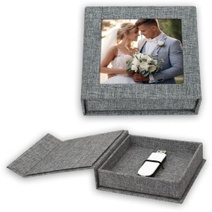 ZEP USB Box Modena серая льняная коробка для фотографий...