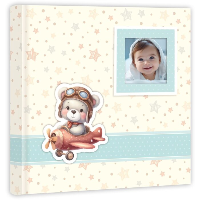 ZEP детский альбом Брайан 32х32 см синий медведь аэроплан 60 страниц фотокартон