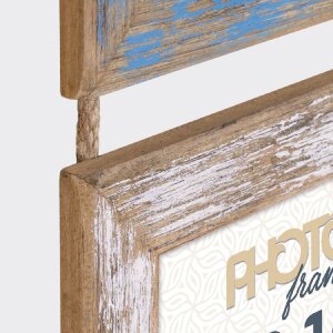 ZEP Деревянная фоторамка Voiron 3 фото 10x15 см Синий Белый Винтаж 49x26 см Настенная