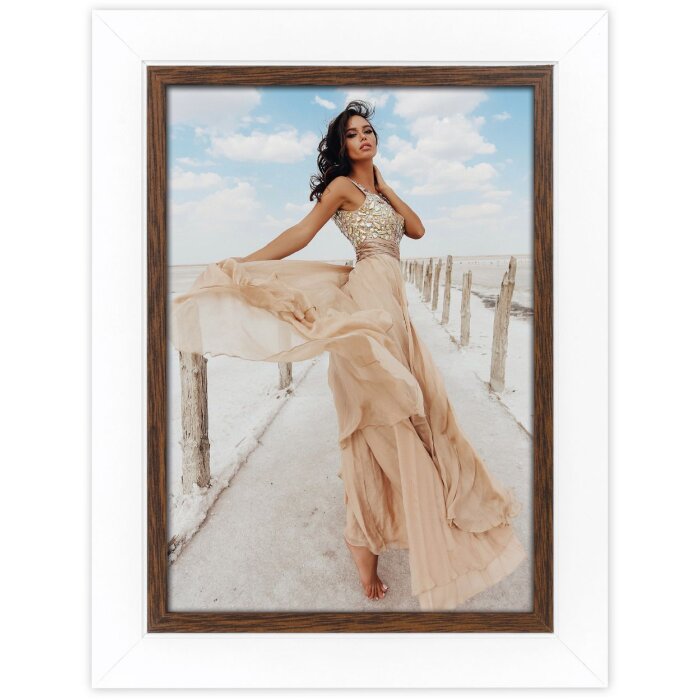 ZEP деревянная фоторамка Caen 20x30 см двухцветная бело-коричневая для настенного столика