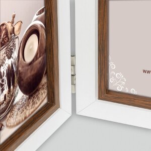 ZEP Doppelrahmen Caen 2 Bilder 13x18 cm Weiß Braun 36x20,5 cm