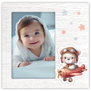 ZEP Babyrahmen Colin 10x15 cm blau Holzrahmen mit Aufsteller