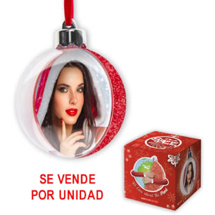 ZEP Рождественская безделушка с фотографией 7,5x7,5 см красная для подвешивания