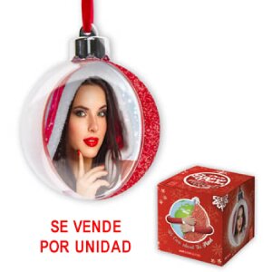 ZEP Weihnachtskugel mit Foto 7,5x7,5 cm Rot zum Hängen