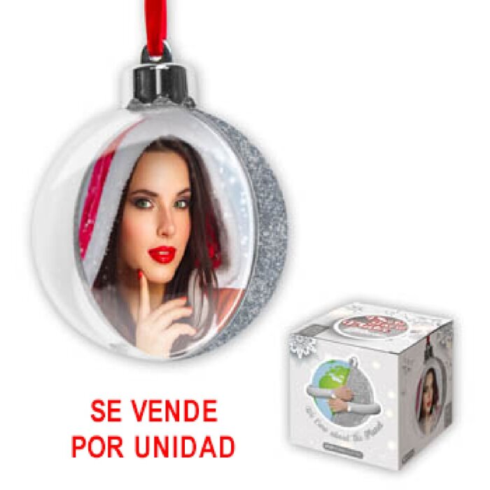 ZEP Weihnachtskugel mit Foto 7,5x7,5 cm Silber zum Hängen