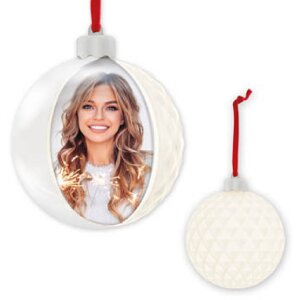 ZEP Weihnachtskugel Deko mit Foto 10x10 cm Weiß zum...