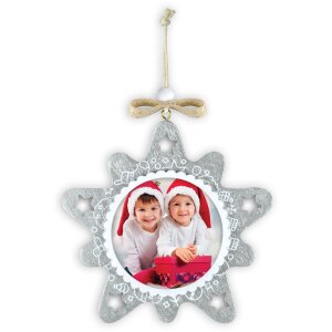 ZEP PINGU Holzdeko Anhänger Stern Schneeflocke 6x6 cm Zufällige Farblieferung