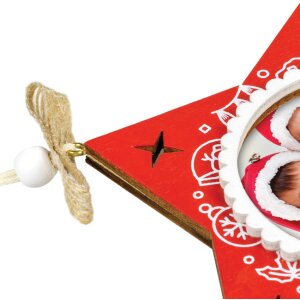 ZEP PINGU Holzdeko Anhänger Stern Schneeflocke 6x6 cm Zufällige Farblieferung