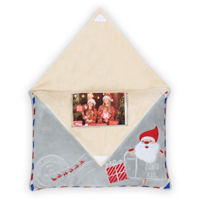 Рождественская подушка для фотографий в форме конверта из плюшевой ткани 10x15 см с застежкой-липучкой