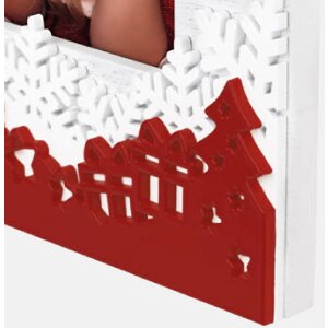 ZEP Verbier ZT8346 Holz-Bilderrahmen 10x15 cm Weiß Rot Weihnachtsdesign
