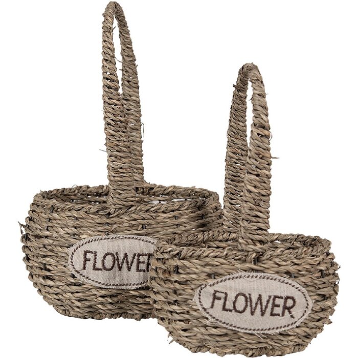 Clayre & Eef 65715 Körbe Set 2 Stück Seegras Flower 20x16/28x16 cm
