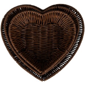 Clayre & Eef 65716 Набор корзин из 3 частей в форме сердца коричневый пластик 28/25/22 см