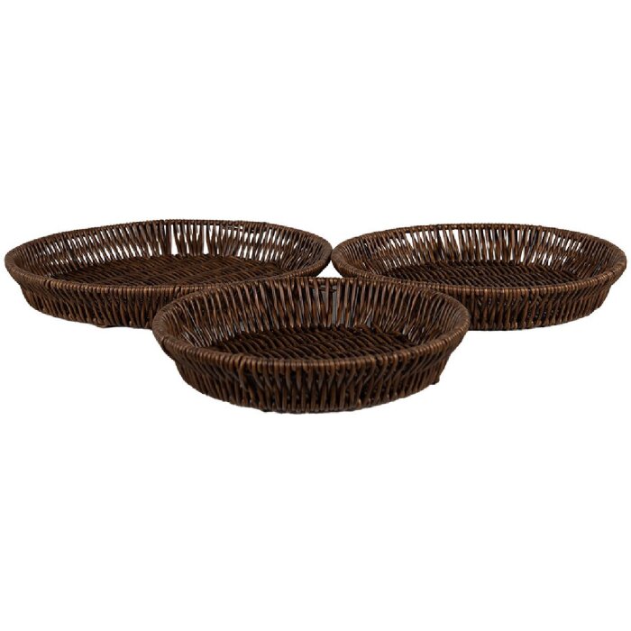 Clayre & Eef 65717 Aufbewahrungskorb Set 3 Braun Rund Ø 28/25/22 cm Kunststoff