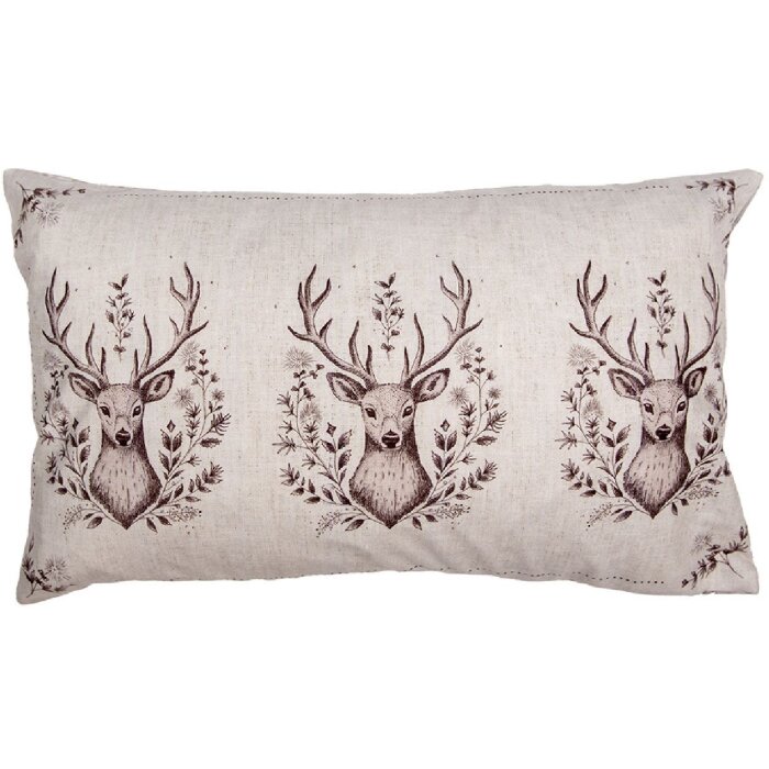 Clayre & Eef GTW36-2 Kissenhülle Beige Braun Hirschmotiv 30x50 cm