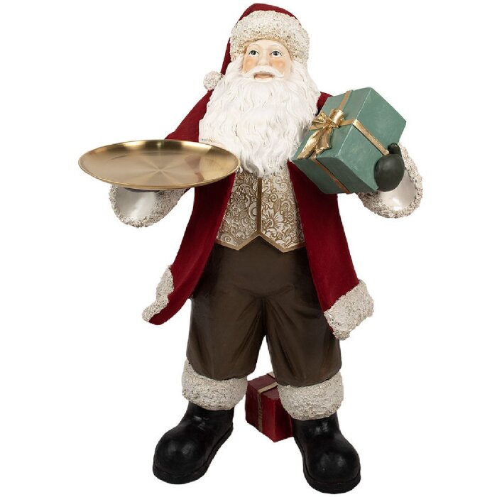 Clayre & Eef 5PR0140 Weihnachtsmann Dekofigur Rot Weiß 56x50x91 cm Polyresin