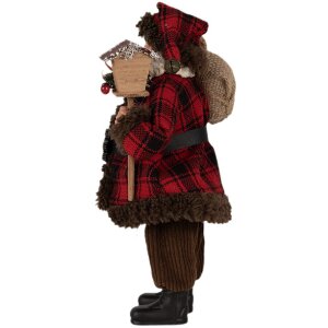 Clayre & Eef 65595 Дед Мороз декоративная фигурка 18x10x27 см красно-коричневый стиль кантри