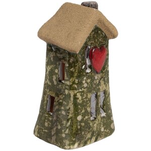 Clayre & Eef 6CE1779 Deko Haus Landhausstil Keramik Grün Braun Herz 5x5x10 cm