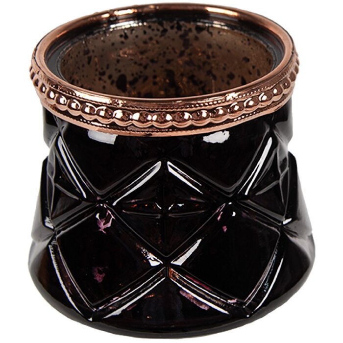 Clayre & Eef 6GL4567 Держатель для чайной лампы стекло черная бронза Ø 7x6 см