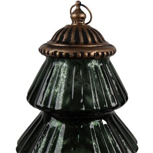 Clayre & Eef 6GL4574GR Елка светодиодная стеклянная зеленая Ø 16x22 см стиль кантри