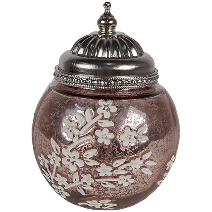 Clayre & Eef 6GL4595 LED Dekoration Glas Rosa Ø11x15cm Landhausstil 2xAAA