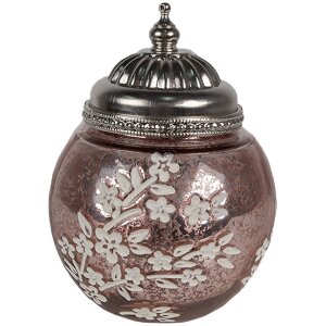 Clayre & Eef 6GL4595 LED Dekoration Glas Rosa Ø11x15cm Landhausstil 2xAAA