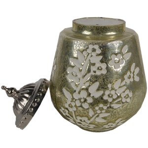 Clayre & Eef 6GL4596 Светодиодное украшение Стекло зеленое Цветочное Ø 13x19 см 2xAAA