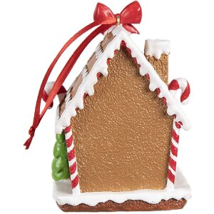 Clayre & Eef 6PR4254 Weihnachtsanhänger Lebkuchenhaus Braun Weiß 7x5x9 cm