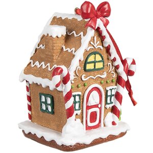 Clayre & Eef 6PR4254 Weihnachtsanhänger Lebkuchenhaus Braun Weiß 7x5x9 cm