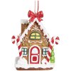 Clayre & Eef 6PR4254 Weihnachtsanhänger Lebkuchenhaus Braun Weiß 7x5x9 cm