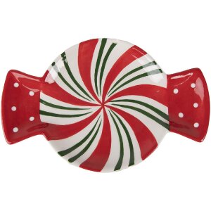 Clayre & Eef 6CE1848S Keramik Teller Rot Weiß...