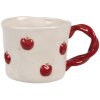 Clayre & Eef 6CEMU0150 Кружка керамическая 200 мл бежевый красный яблоко мотив ретро дизайн