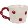 Clayre & Eef 6CEMU0150 Кружка керамическая 200 мл бежевый красный яблоко мотив ретро дизайн