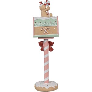 Clayre & Eef 6PR4265 Рождественское украшение почтовый ящик Розовый 11x10x36 см Полирезин