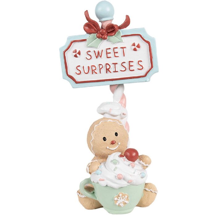 Clayre & Eef 6PR4269 Dekoration Lebkuchenmännchen Beige Grün 13x10x25 cm