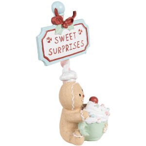 Clayre & Eef 6PR4269 Dekoration Lebkuchenmännchen Beige Grün 13x10x25 cm