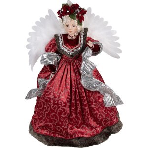 Clayre & Eef 50775 Deko Engel Rot 60x40x86 cm Textil...