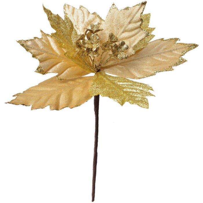 Clayre & Eef 65820 Рождественское украшение Цветок золотого цвета Ø 21x25 см пластик