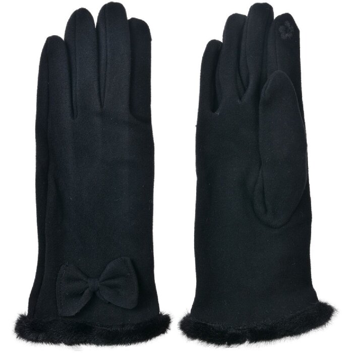 Juleeze JZGL0089Z Handschuhe schwarz 9x23x1cm mit Schleife Kunstfell