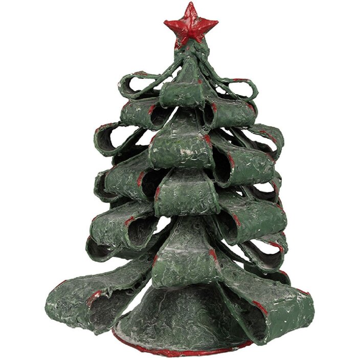 Clayre & Eef 65870 Weihnachtsbaum Dekoration Metall Grün Rot Ø 21x24 cm