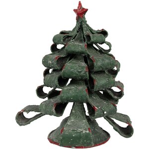 Clayre & Eef 65870 Weihnachtsbaum Dekoration Metall Grün Rot Ø 21x24 cm